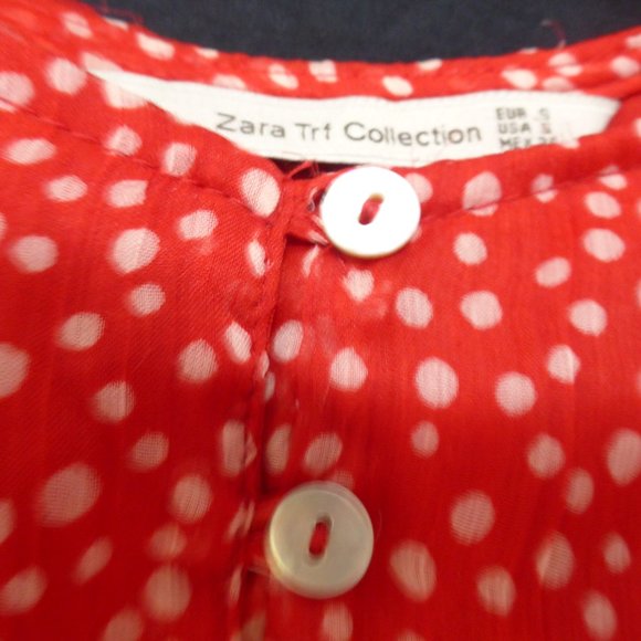 ZARA TRF COLLECTION, small, red polka dot spaghetti strap dress, rope belt BNWOT - Picture 9 of 11